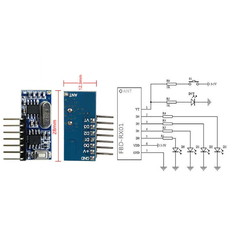 QIACHIP 4 Channel 433Mhz Wireless Remote Control Module RF Transmitter and Receiver