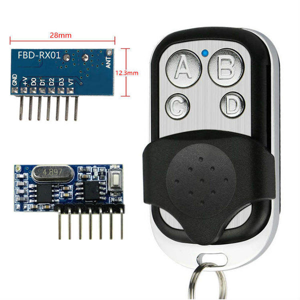 Qiachip 433 mhz metal 4 button wireless RF transceiver kit remote control with receiver