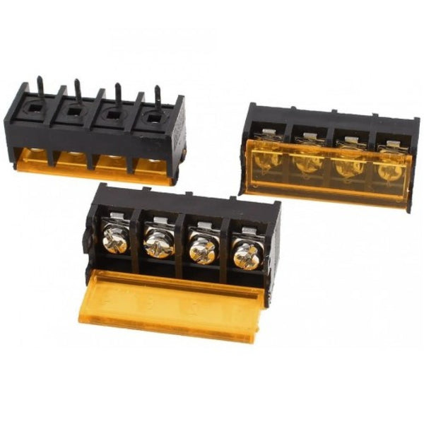 ZHONGA HB9500-9.5-4P 9.5mm Pitch 4-pin Barrier Terminal Connector with Flap Cover Lid 300V 30A