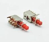 6 Pin Red DPDT Self-lock Push Switch (right Angle)