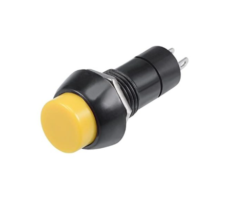 Yellow PBS-11A 12mm 2 Pin Self-Locking Round Plastic Push Button Switch